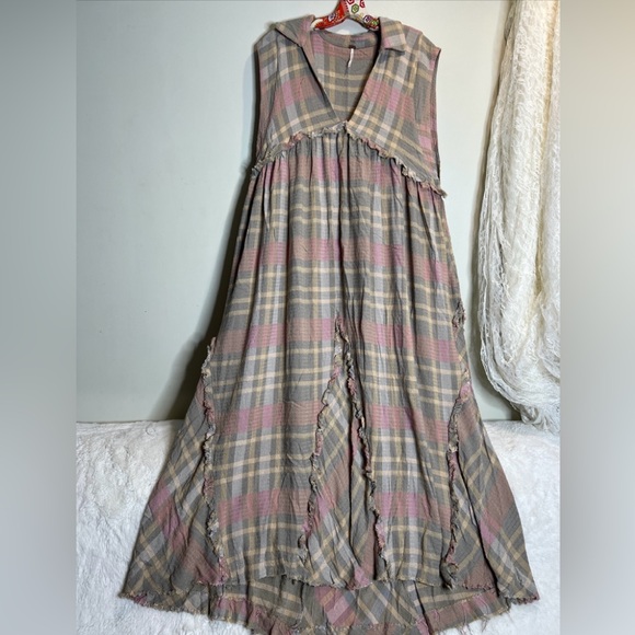 Free People Kirby Plaid Ruffles Boxy Relaxed Fit Maxi Dress - Picture 4 of 7